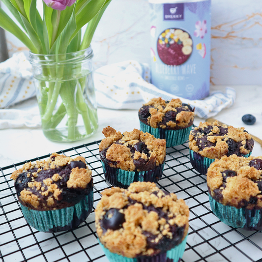 Muffins met bosbessenkruimels