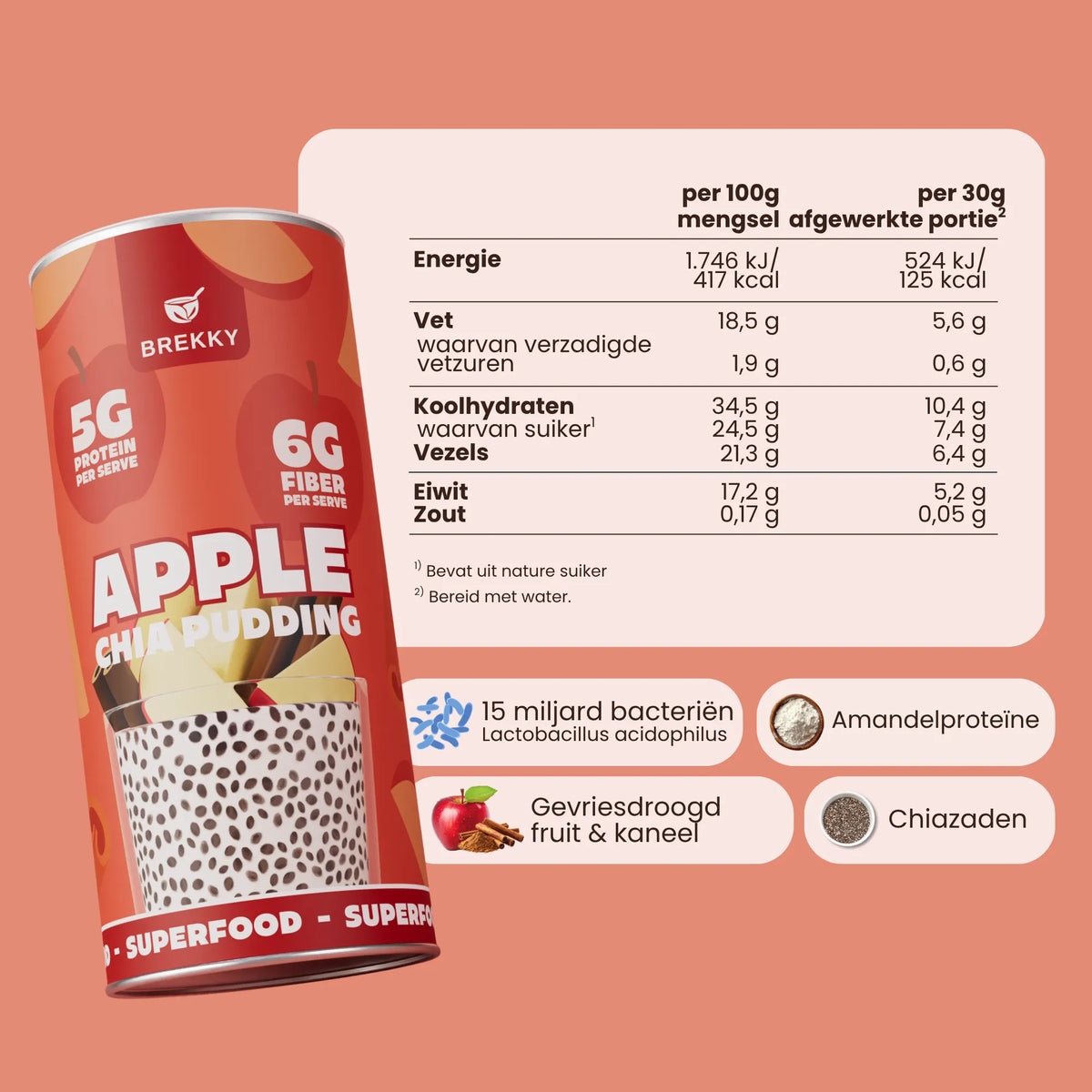 BREKKY Chia Pudding Appel Ingrediënten