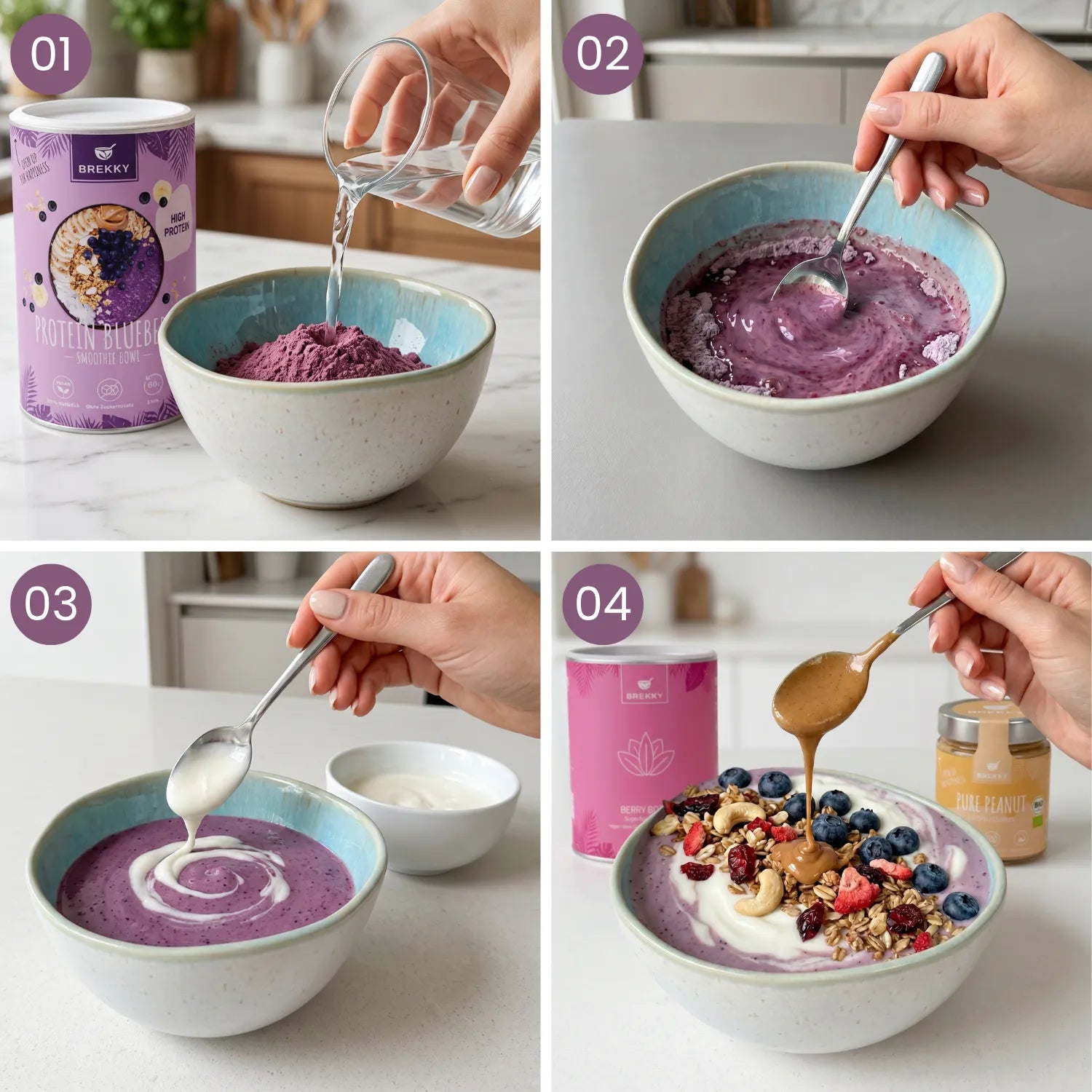 Vier stappen om een smoothie bowl te maken
