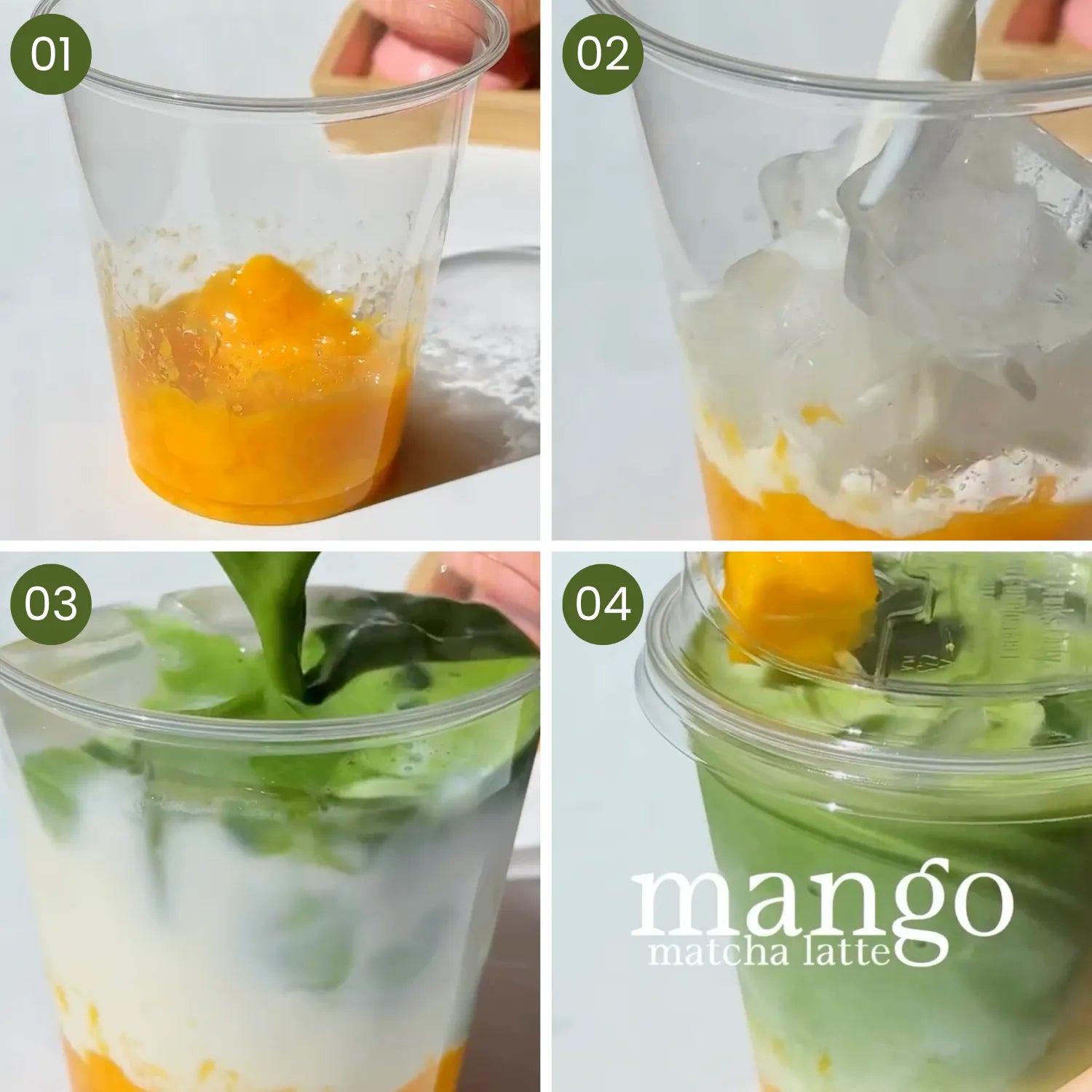 Vier stappen naar een mango-matcha latte