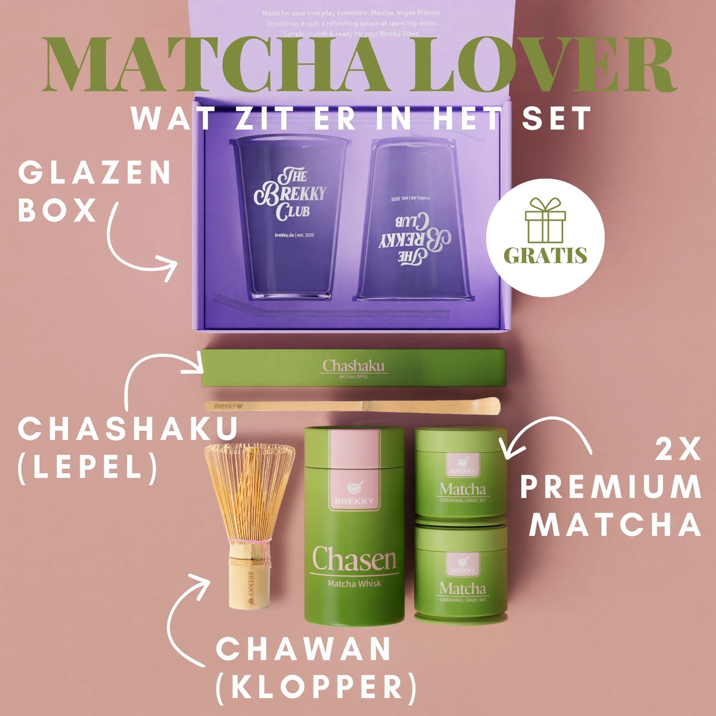 BIO Matcha Lente Proefpakket - Starter Set met GRATIS glazen