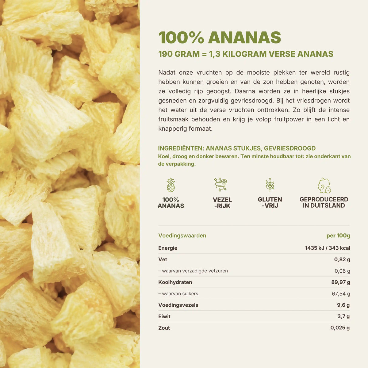 BREKKY gevriesdroogde ananas ingrediënten