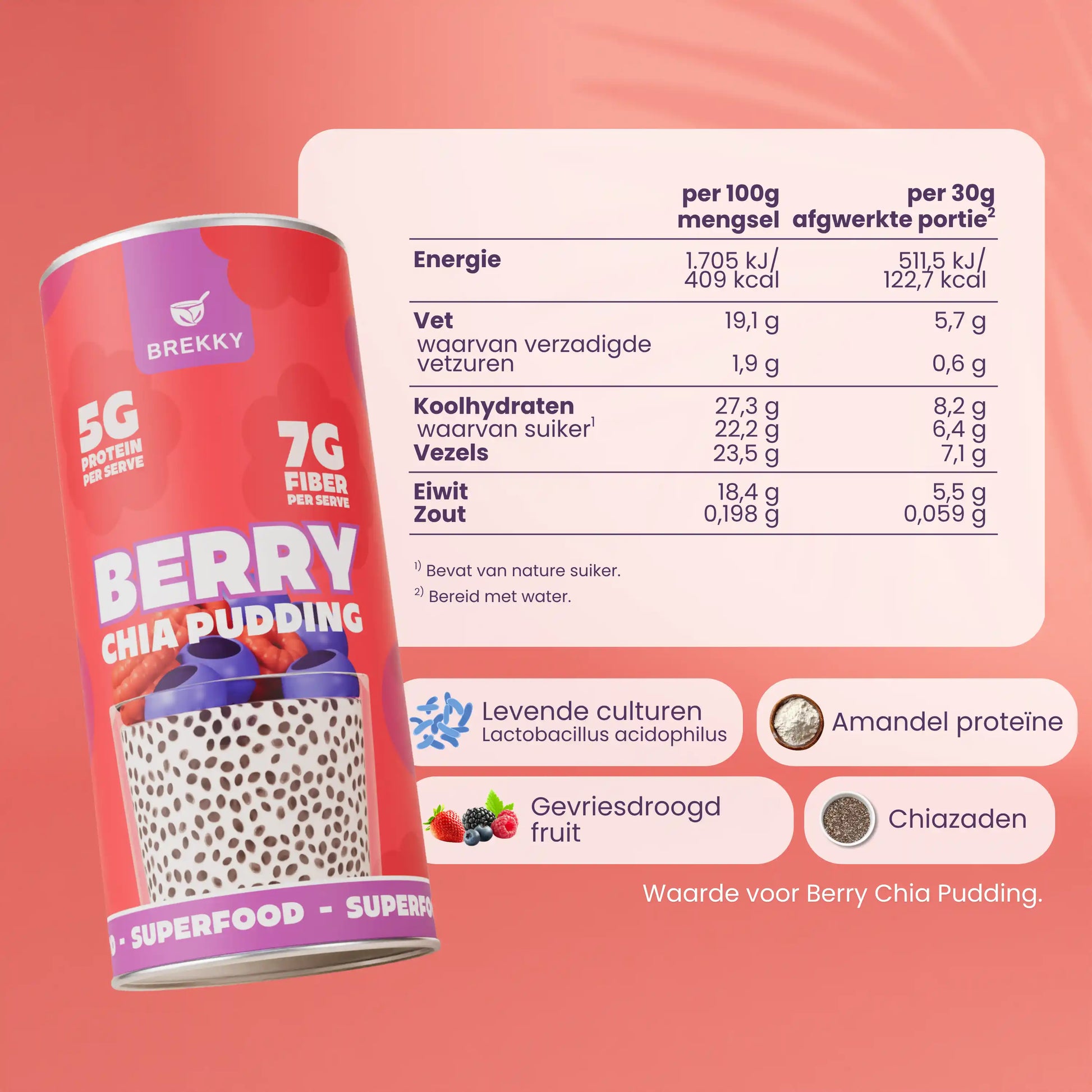 BREKKY Ingrediënten Berry Chia Pudding