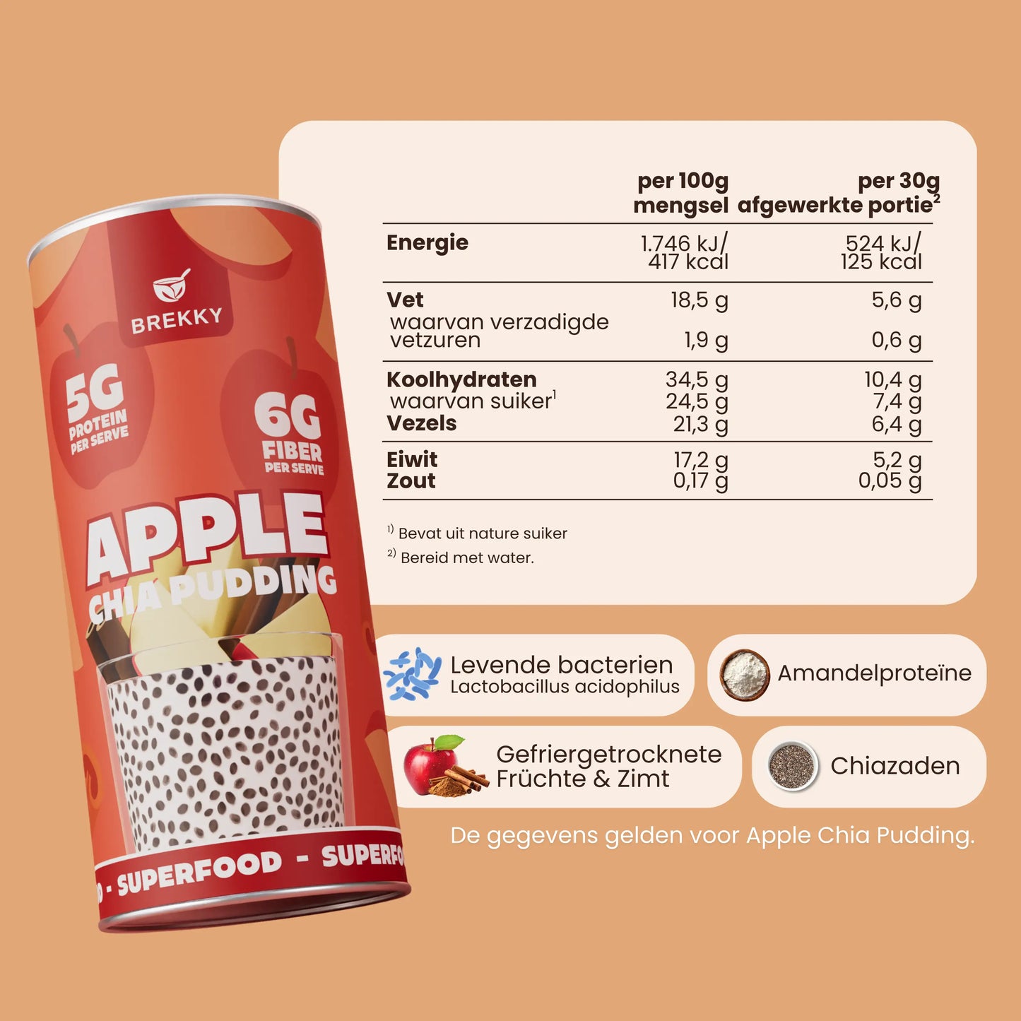 Chia Pudding Appel Kaneel | Vezelrijk