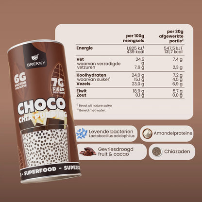 BREKKY Chia Pudding Choco ingrediënten