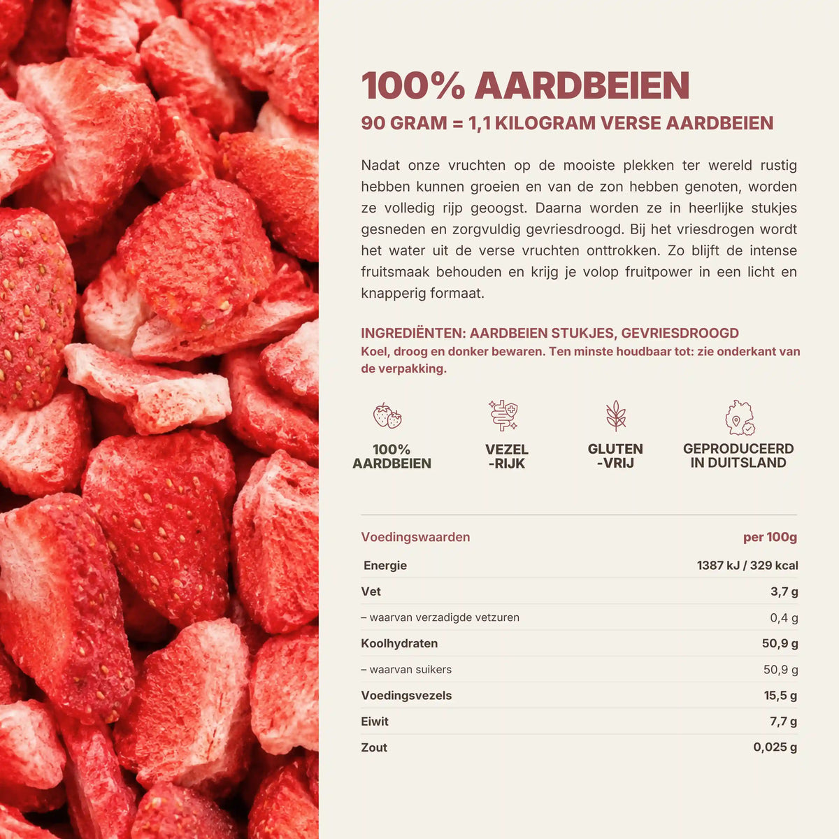 BREKKY gevriesdroogde aardbei ingrediënten