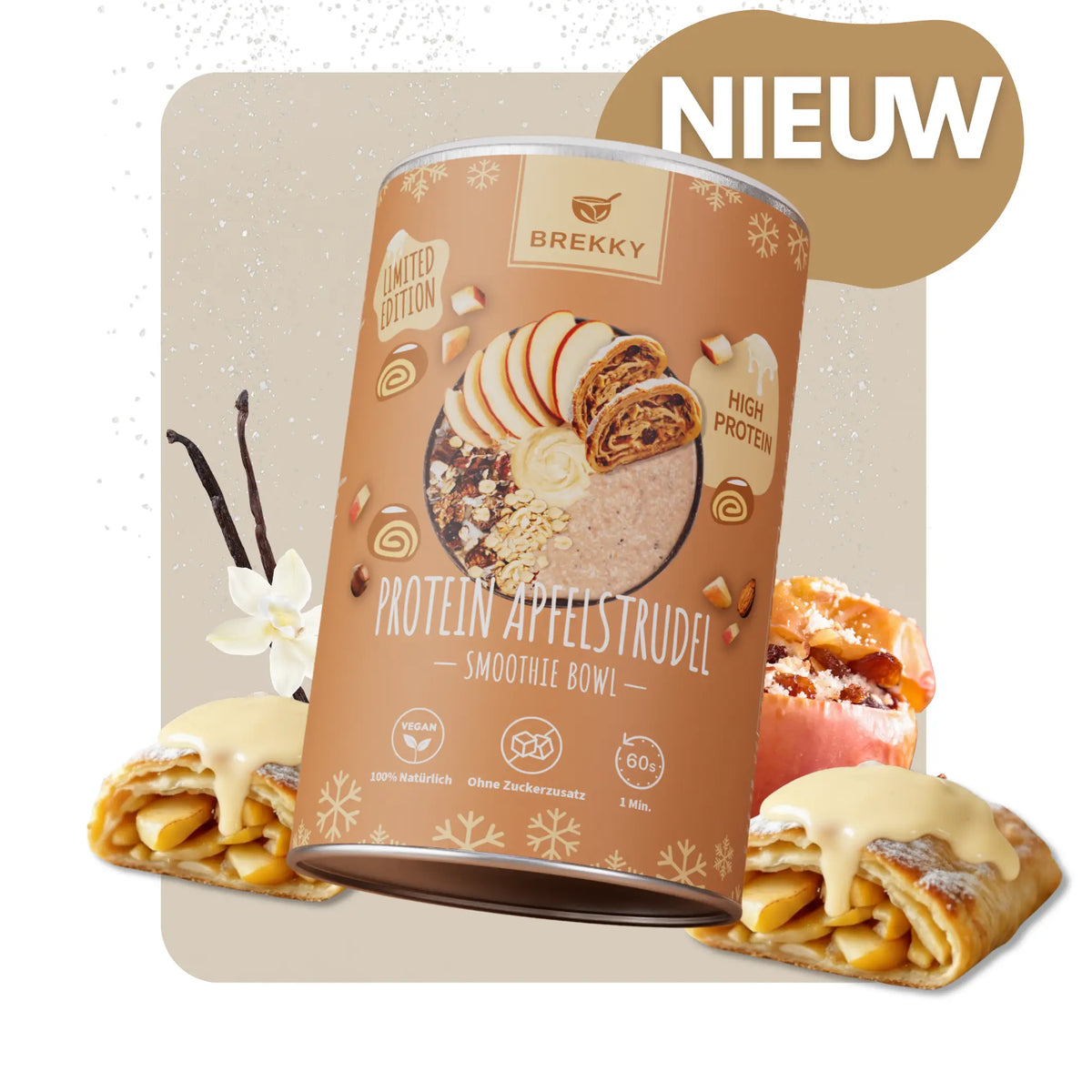 Protein Apfelstrudel terug