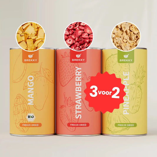 3 voor 2 Gevriesdroogd Fruit Vakantie Sale Proefpakket