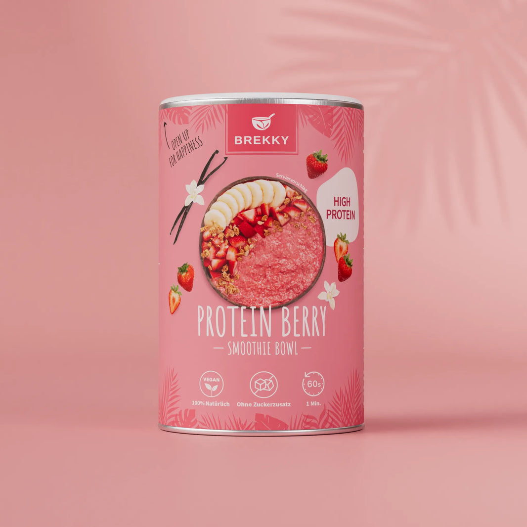 BREKKY Protein Strawberry Vanilla Smoothie Bowls
