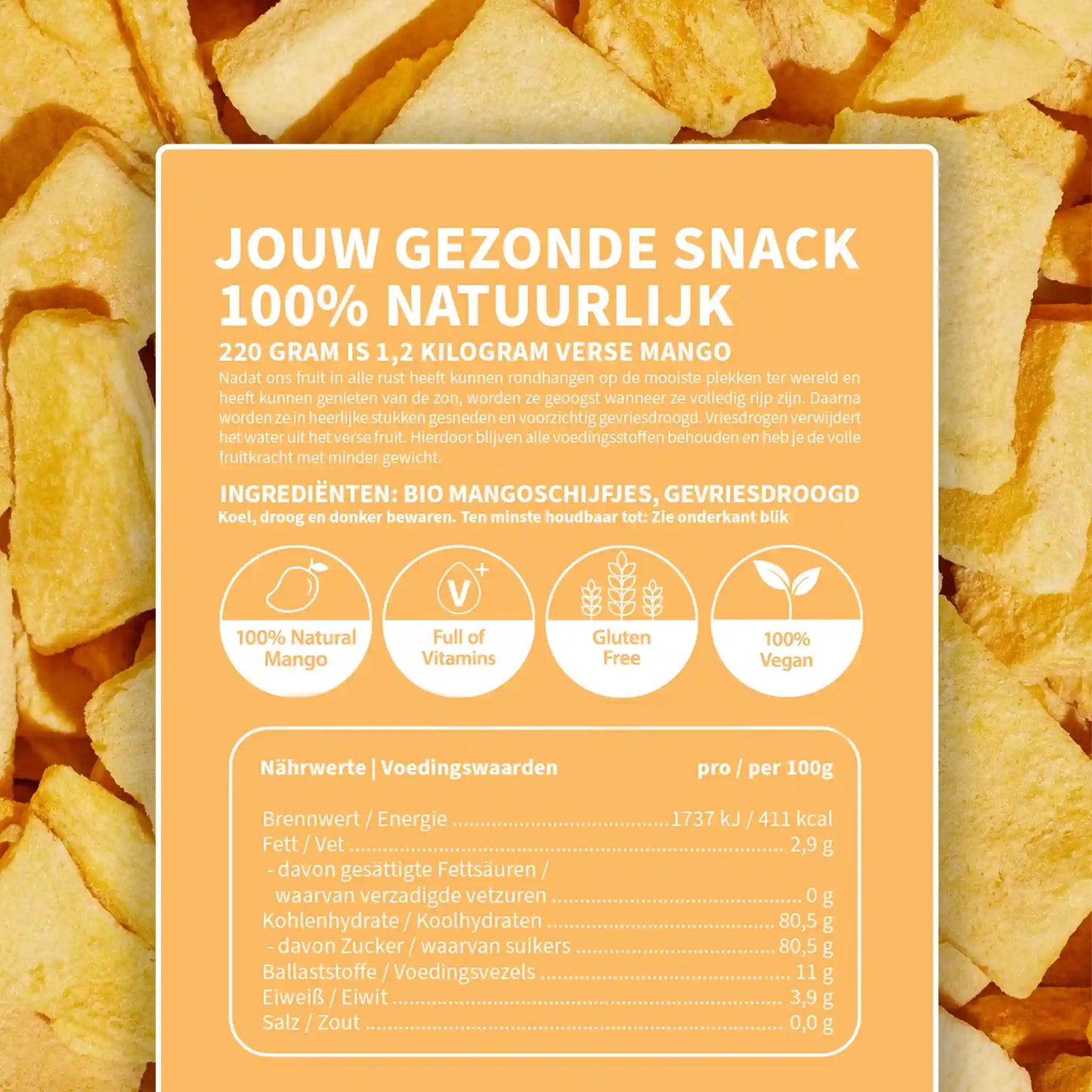 Gevriesdroogde mango BIO